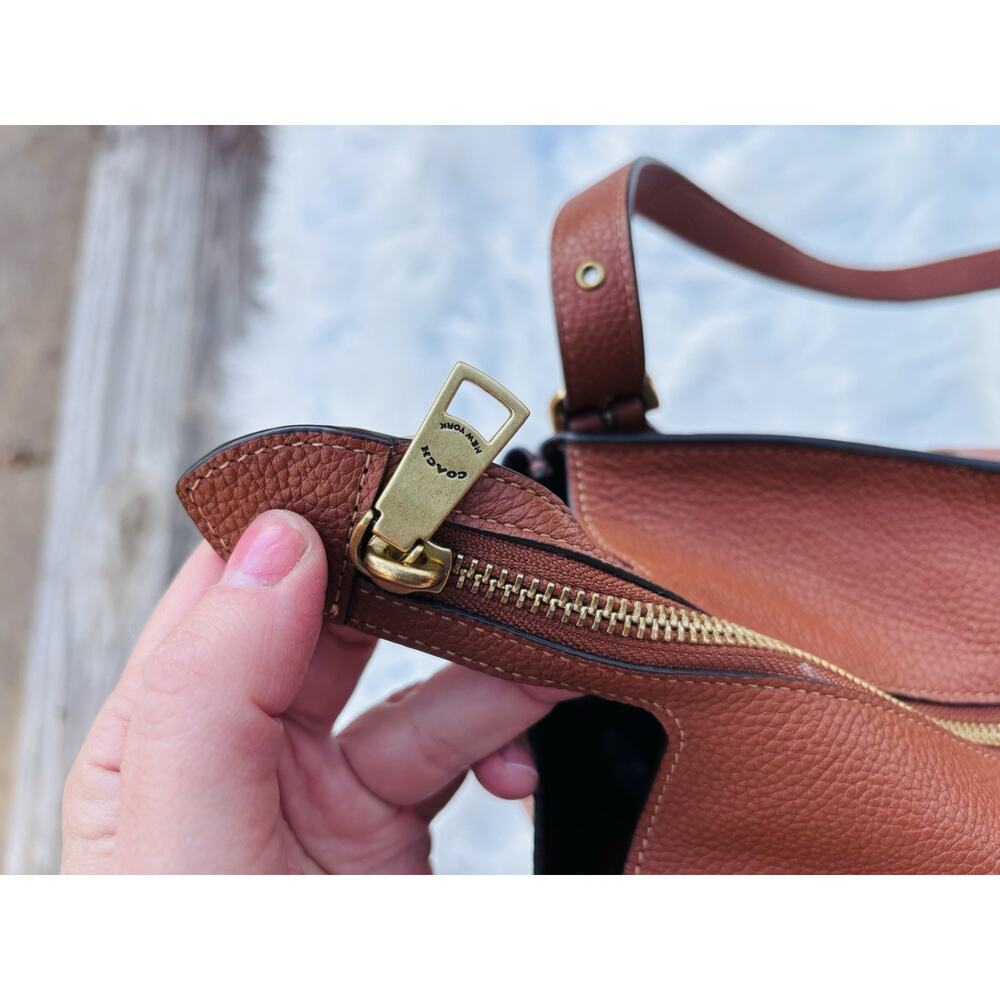 COACH Alana Leather Tote Bag Saddle Color Authentic Shoulder Bag - Picture 7 of 13